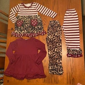 4 Piece Mix & Match Maroon and Cheetah Set